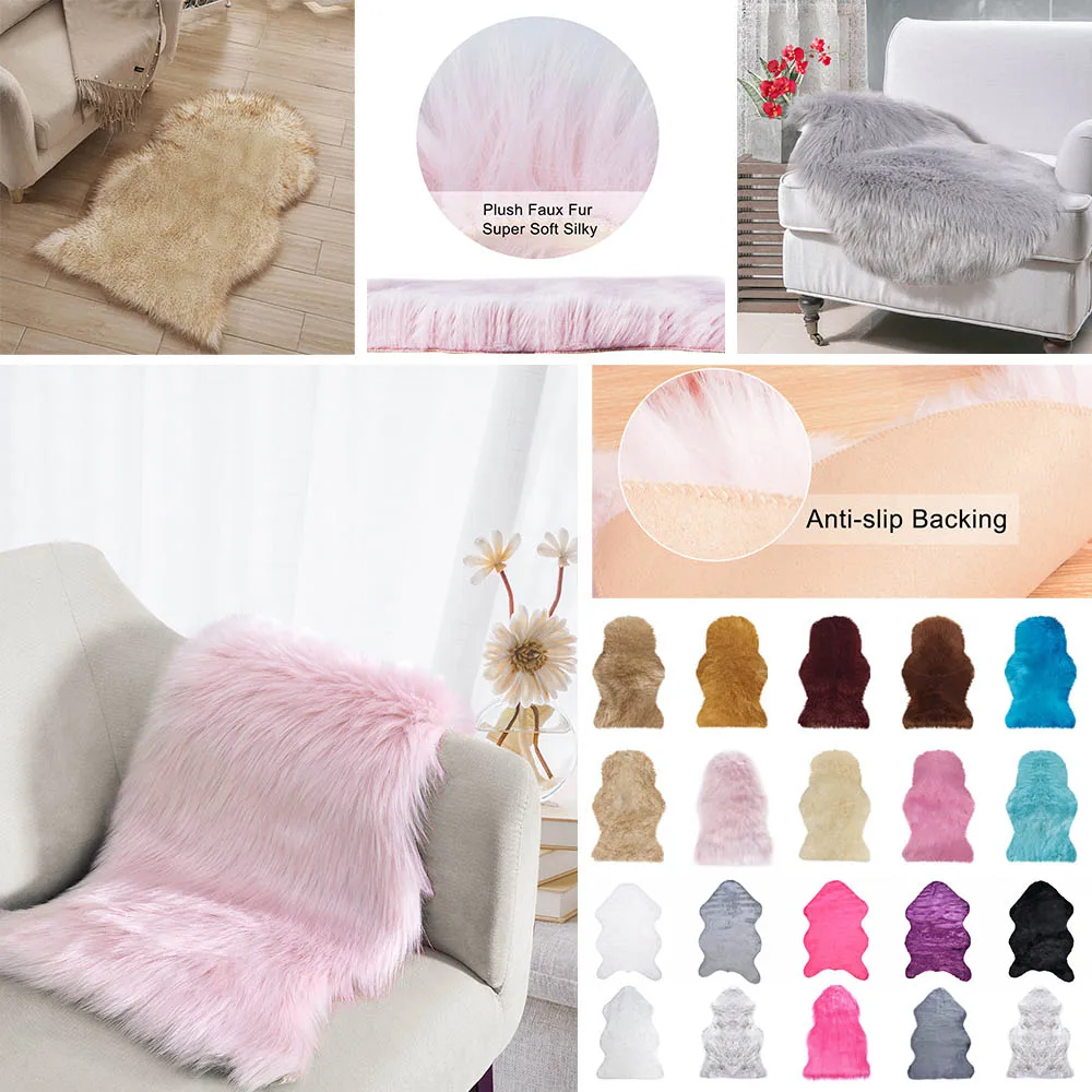 1 шт. мягкая имитация шерсти диван подушка ковер не скользит вся овчина эркер окно