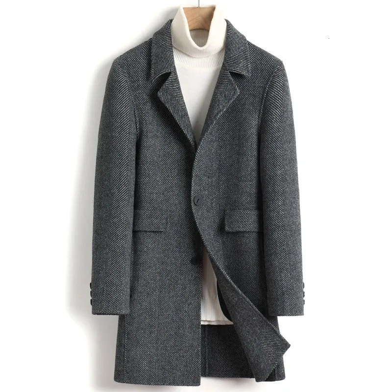 

2020 New Wool Coat Men Autumn Winter Woolen Jacket Men Long Overcoat Mens Coats and Jackets Abrigo Hombre 4525 KJ3622