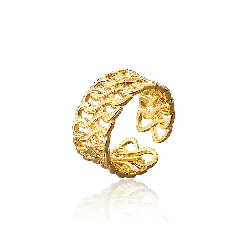 

INS Fashion Gold / Silver Hollow Twist Open Ring for Women 8-Shaped Punk Link Chain Rings Adjustable Finger Jewelry Party Gift