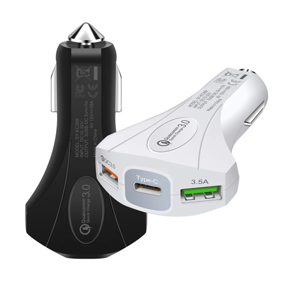 Автомобильное зарядное устройство 3 0 А с двумя USB-портами и поддержкой быстрой