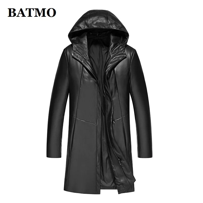 BATMO Новое поступление зимние высококачественные куртки из овечьей кожи с гусиным пухом мужская теплая куртка из натуральной кожи, большие размеры
