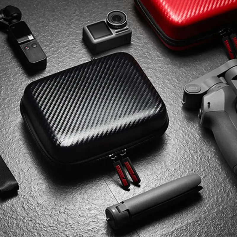 

OOTDTY PU Leather Carbon Pattern Storage Bag Carrying Case for DJI OSMO Mobile 3 Camera 180x150x60mm