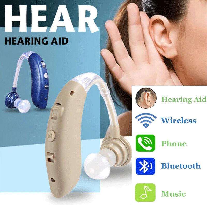 

Mini USB Rechargeable bluetooth Hearing Aid Digital BTE Hearing Aids Adjustable Tone Sound Amplifier Portable Deaf Elderly 2021