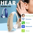 Мини USB Перезаряжаемый bluetooth слуховой аппарат цифровой слуховой аппарат BTE с регулируемым тоном усилитель звука портативный для глухих пожилых людей 2021