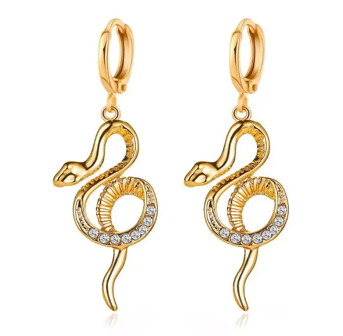 

New vintage Fashion metal Snake crystal cool wind long earrings for women Hot selling jewelry