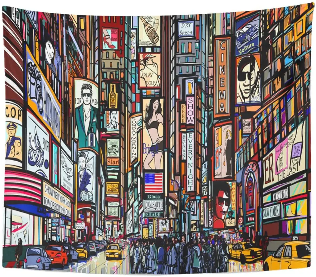 

Tapestry Urban of Street in New York City Times Manhattan Tapestries Wall Hanging for Living Room Bedroom Dorm