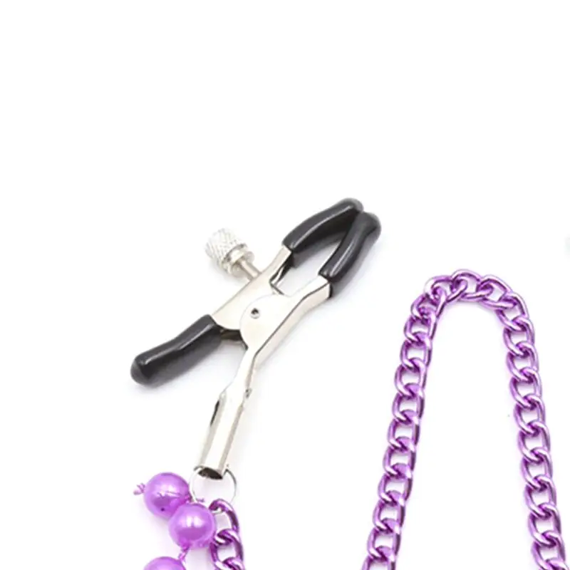 Длинная металлическая цепочка для груди ниппель клипа зажим с фиолетовыми