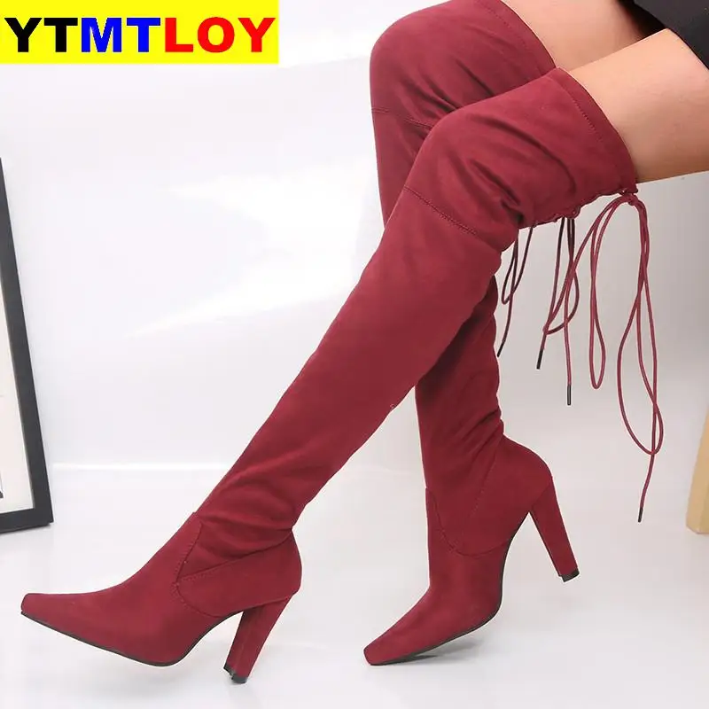 Лидер продаж Зимние новые модные длинные женские сапоги большого размера из