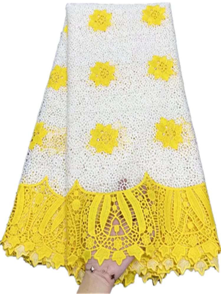 Белая + черная африканская кружевная ткань шнур гипюровое кружево 5 ярдов вышивка