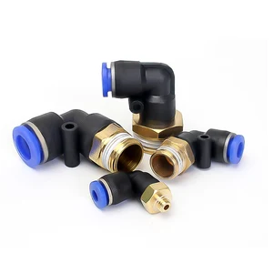 Pneumatic Fittings Hose Connector Air Quick Joint Fitting Air 90 Push-in Quick Tube Threaded elbow PL4-M5 PL6-M5 PL8-01~PL16-03