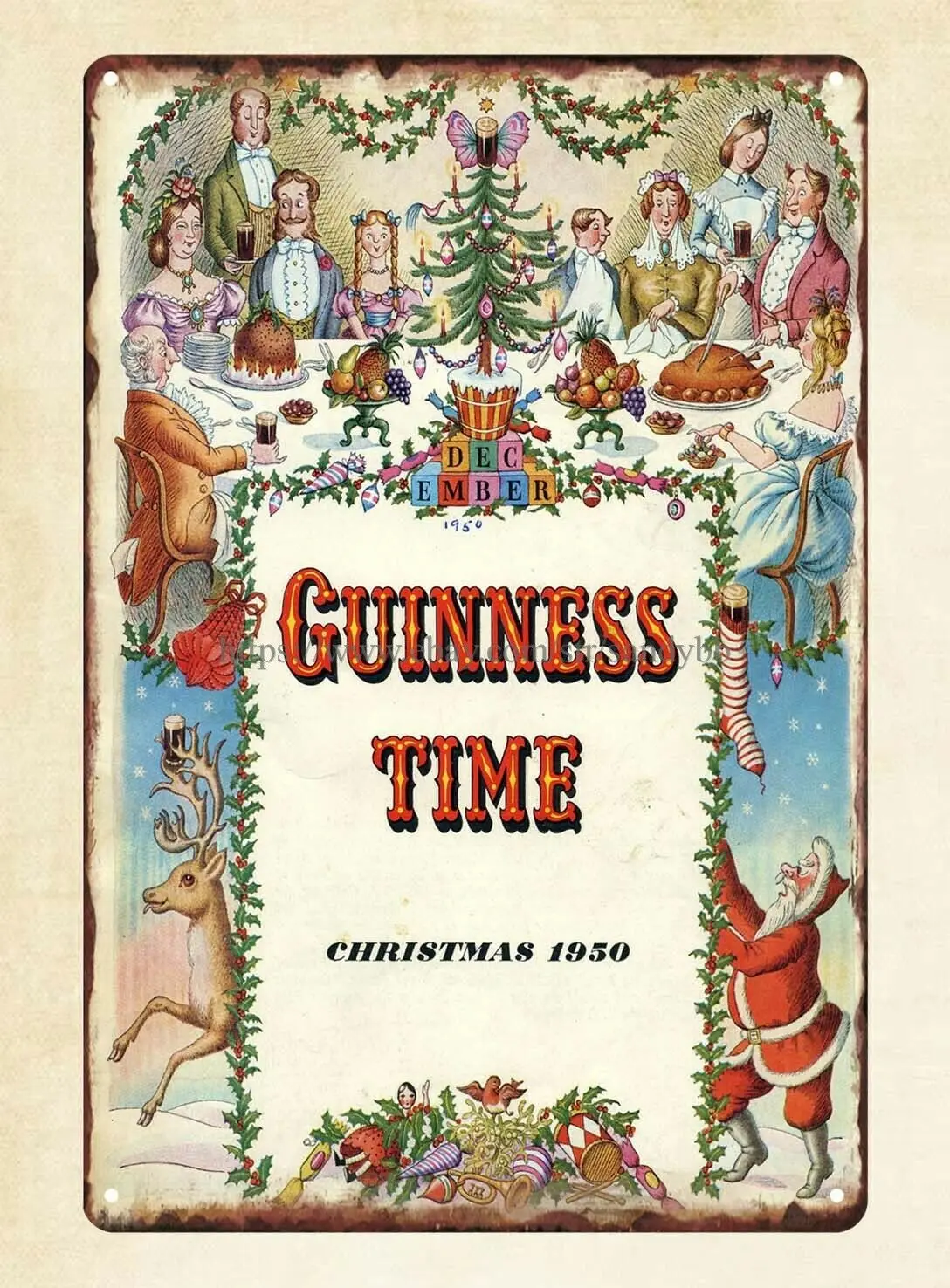 

Guinness Рождество 1950 пивной паб бар жестяной знак дизайн интерьера