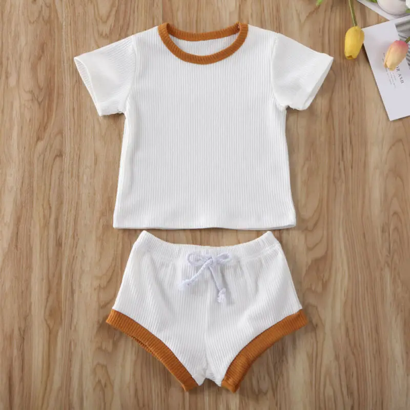 

Summer 0-3 Years Newborn Baby Girls Boys Clothes Infant Kids Solid Short Sleeve Tops T-shirt+Shorts Pants Outfits