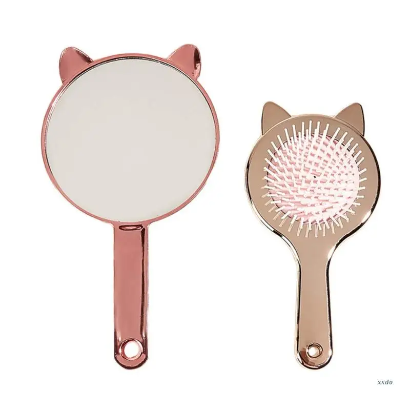 Кавайная щетка для волос набор зеркал макияжа раскладная массажный инструмент