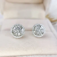 diamond 18k white gold stud earring for women fashion office wedding gemstone white fine jewelry gold garnet orecchini girls