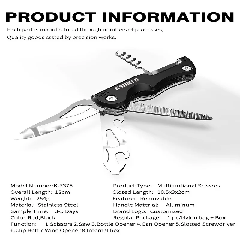 

Customizable Stainless Steel Red Black Multifunctional Portable Folding Bottle Opener Screwdriver Household Edc Tool Outdoor