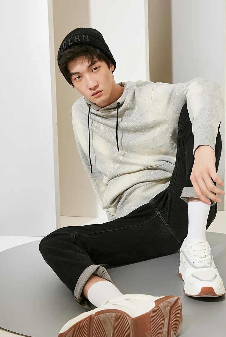 JackJones мужские осенние и зимние Сломанные Отверстия с длинными рукавами флисовые толстовки Толстовка | 218333523