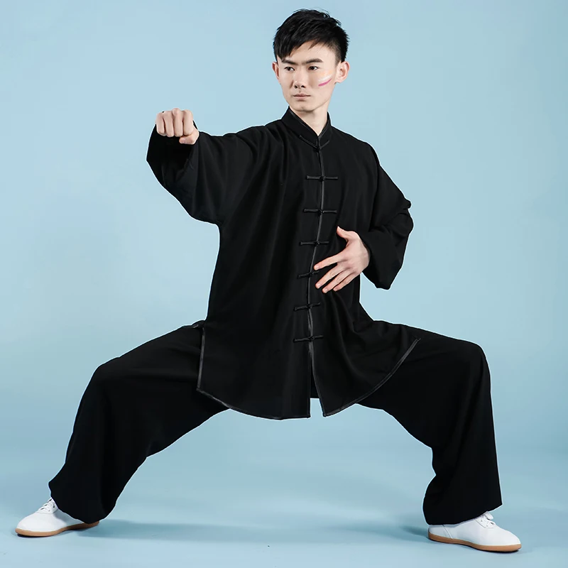 Спортивный костюм унисекс Wushu винтажная однотонная Свободная рубашка с длинным