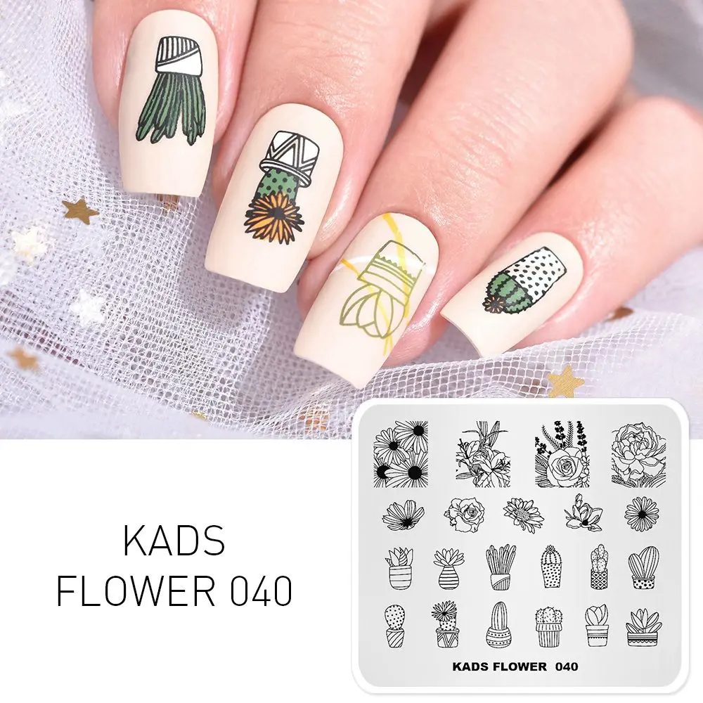 Flower 040 KADS 17 выбор дизайна с модным цветочным пластины для стемпинга ногтей Новое поступление дизайн ногтей шаблон для маникюра пластины для стемпинга и нейл-арта - Цвет: Flower 040