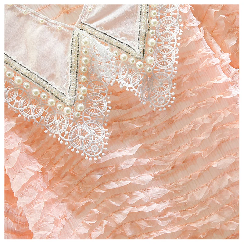 Летняя кружевная рубашка для женщин ручной работы украшенная бисером и