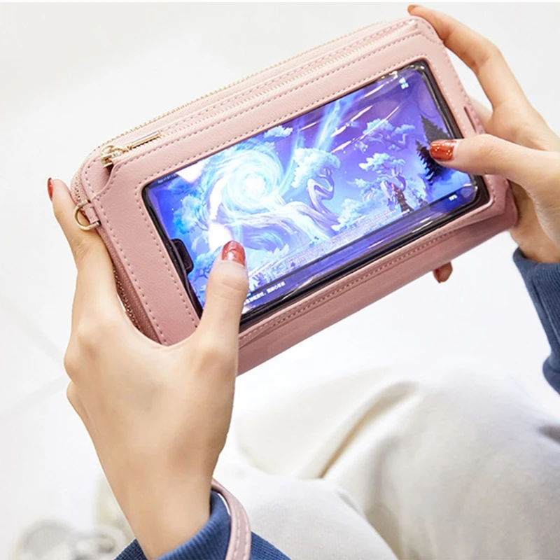 

Women Touch Screen Purse RFID Blocking Crossbody Phone Bag Wristlets Handbags J60D