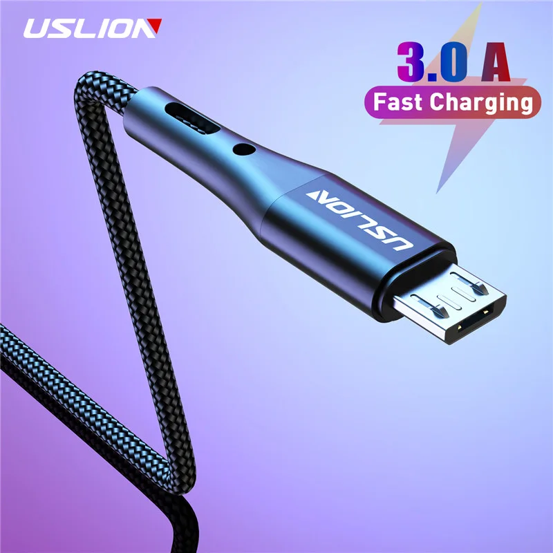 USB Micro-кабель USLION 3A кабель для быстрой зарядки и передачи данных Samsung Galaxy Xiaomi Huawei