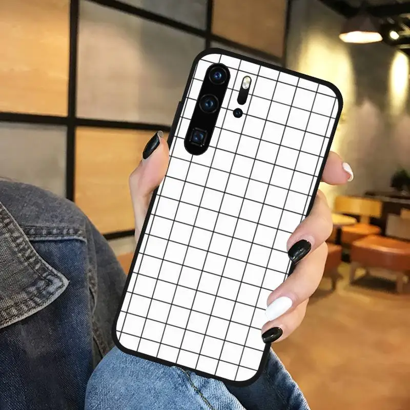 

Black and white checkerboard Phone Case Funda For Huawei P9 P10 P20 P30 Lite 2016 2017 2019 plus pro P smart