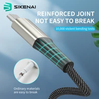 sikenai 5a smart data cable usb type c nylon braided fast charging cable with led breathing light