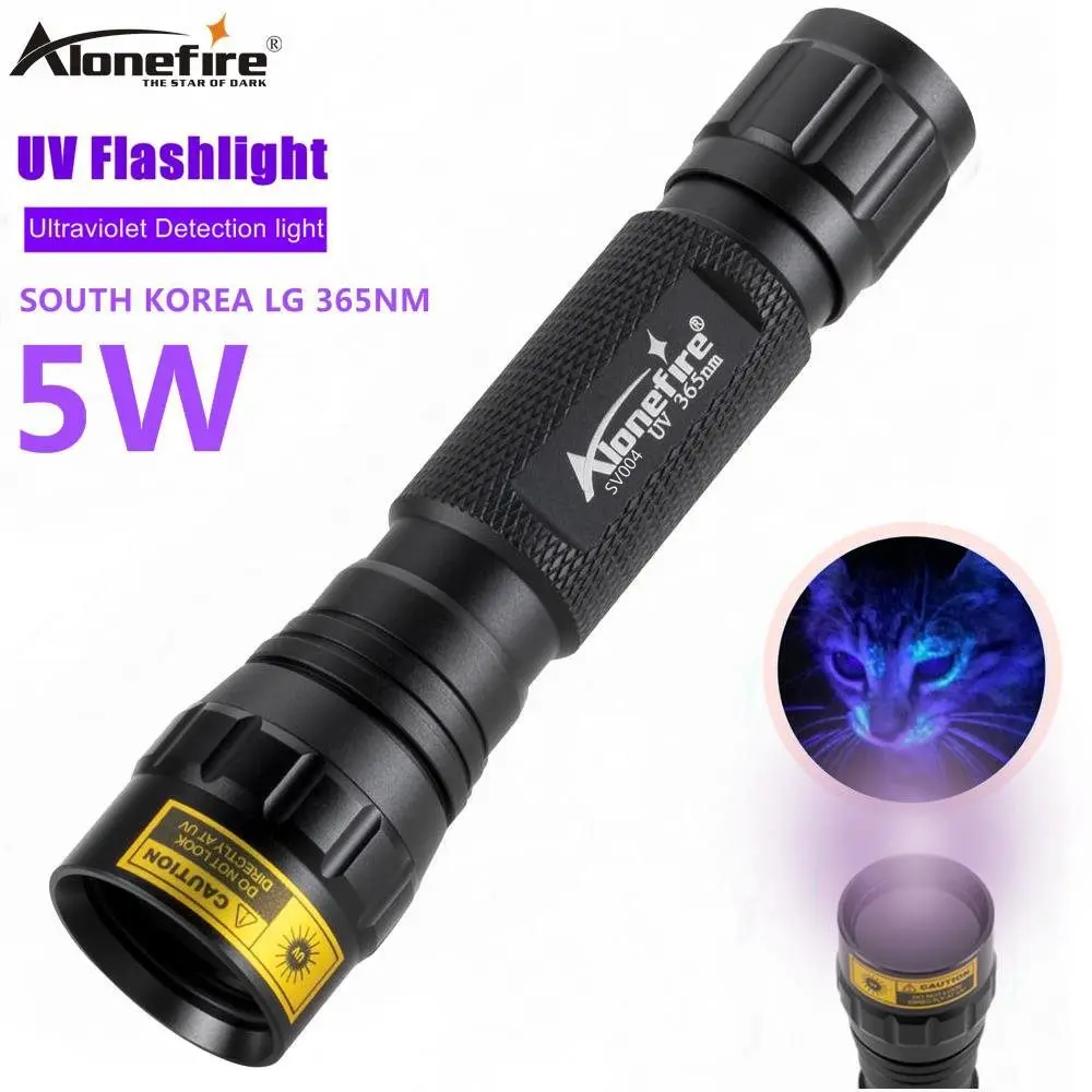 AloneFire SV004 LG ультрафиолетовый светильник 5 Вт высокой мощности 365nm/395nm УФ-вспышка светильник УФ-черный светильник детектор пятен мочи для домашних животных скорпион