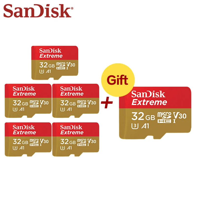 SanDisk Buy 5 получите 1 бесплатно карту памяти Extreme 32 Гб A1 Micro SD карта 64 128 ГБ SDXC UHS I U3 4K A2