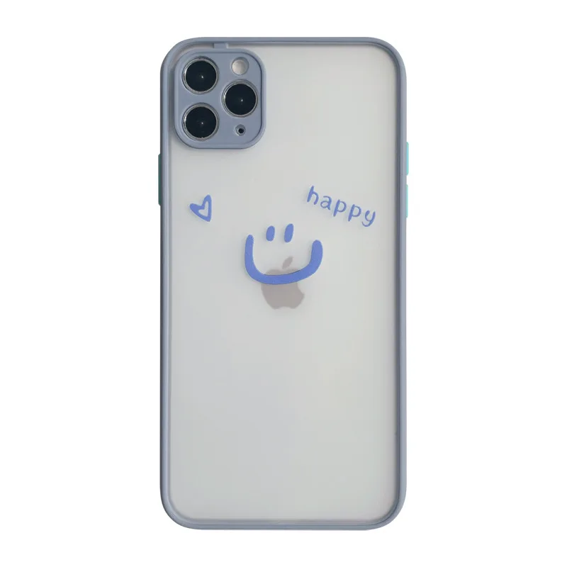 

Simple Smiling Face phone case For IPhone 12pro 7 XR XS 11 Matte Transparent Case For Iphone 11 Eagle Eye Hole Cases For Women