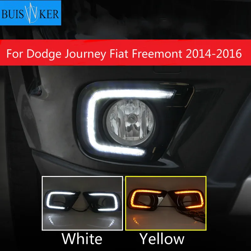 

For Dodge Journey Fiat Freemont 2014 2015 2016 LED Daytime Running Light Yellow Turn Signal Relay DRL Fog Lamp Decoration