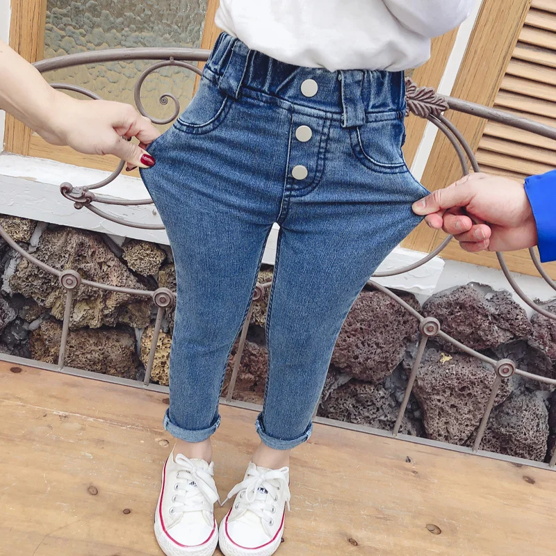 

Kids Spring Slim Jeans for Girls Button Children's Casual Jeans Baby Girls Denim Skinny Pants Autumn Clothes 2 4 5 6 7 8 Years