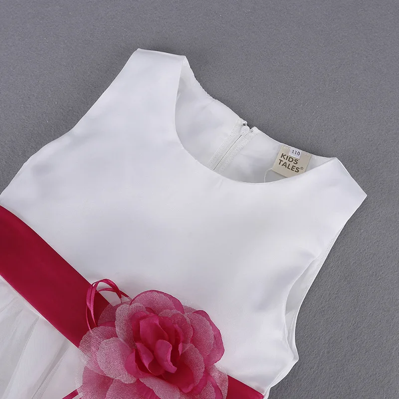 Children Clothing Princess Purple Blue Hot Pink Red Sash Wedding Birthday Party Dresses for Girls Knee-length Kids Clothes | Детская