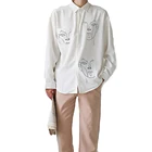 Женская блузка с длинным рукавом, черная или белая Свободная блузка с принтом лица и защитой от солнца, Однотонная рубашка, лето 2020