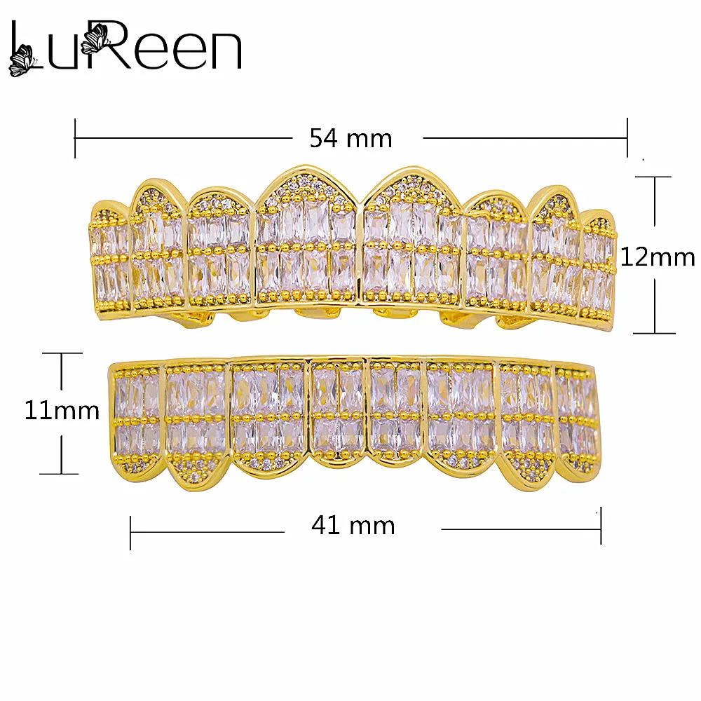 Золотые коронки LuReen верхние и нижние Зубные стоматологический хип хоп гриль для