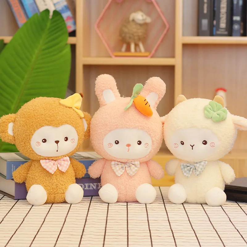 23/35cm Cute Sheep Monkey Rabbit Plush Toys Soft Baby Kids Appease Dolls Stuffed Animal Pillow Birthday Gift for Children | Игрушки и