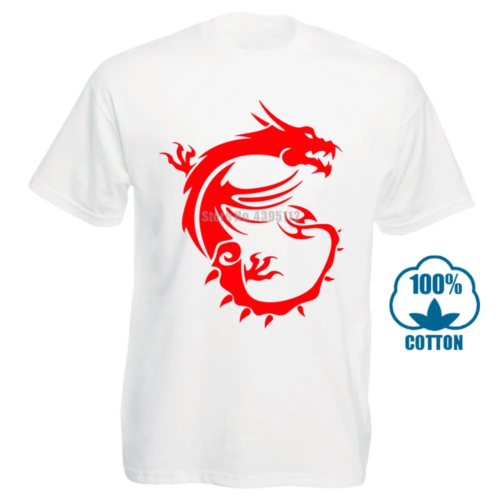 Белый Черная футболка Msi Dragon Gaming Размер S 3Xl Мужская хлопковая футболка - Цвет: Белый