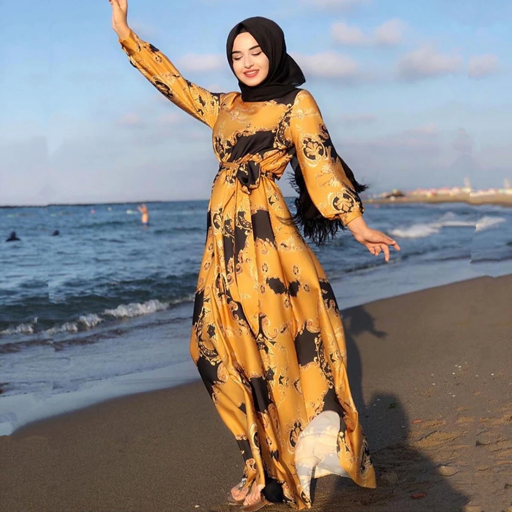 Рамадан Eid Mubarak, платья, женская атласная Abaya, женская мусульманская хиджаб, платья, длинное платье 3л
