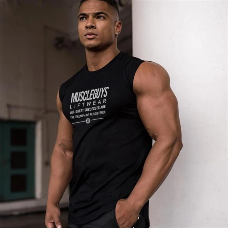 Muscleguys майка для бодибилдинга, Мужская одежда для фитнеса и спортзала, мужские жилеты без рукавов, хлопковые майки, Майки для мышц