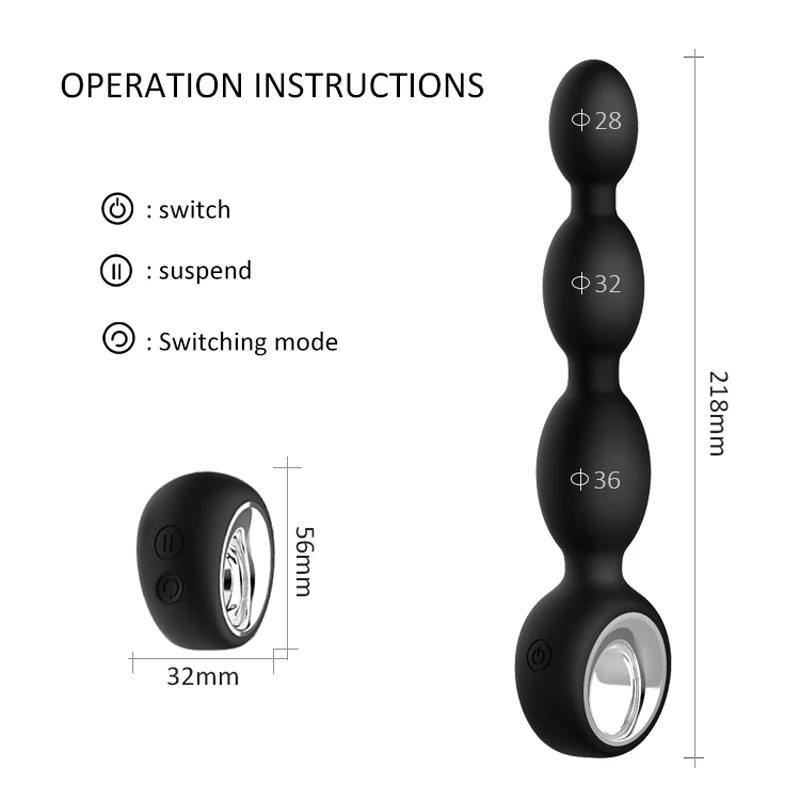 Dildo Anal Stimulator Beads Big Butt Plug Wireless Remote Control Male Vibrator Sex Erotic Toys For Gay Men Prostate Massager |