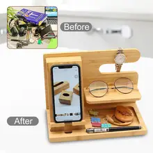 Wood Phone Docking Station Key Holder Wallet Stand Watch Organizer Men Gift Graduation Male Travel Idea Gadgets