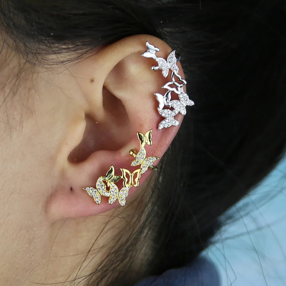 

gold silver color cz butterfly earring 2020 new arrived fashion jewelry