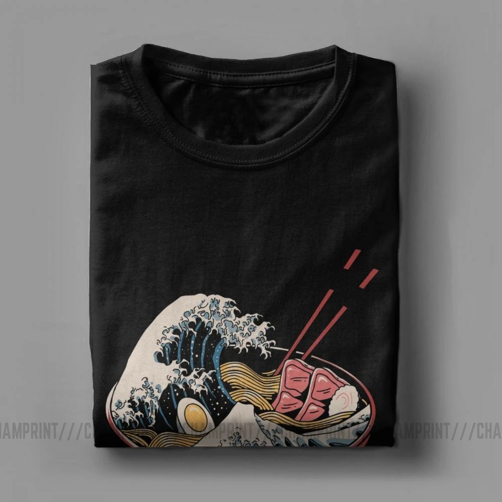 Мужская футболка Great Ramen Wave японская хлопковая Футболка с круглым вырезом и