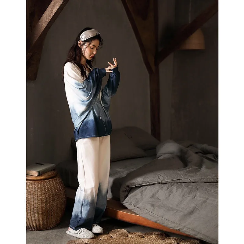 

2020 Autumn Women's Pajamas Set Cotton Loose Comfortable Sleepwear For Women Long Sleeves Tops+Pants Nightwear