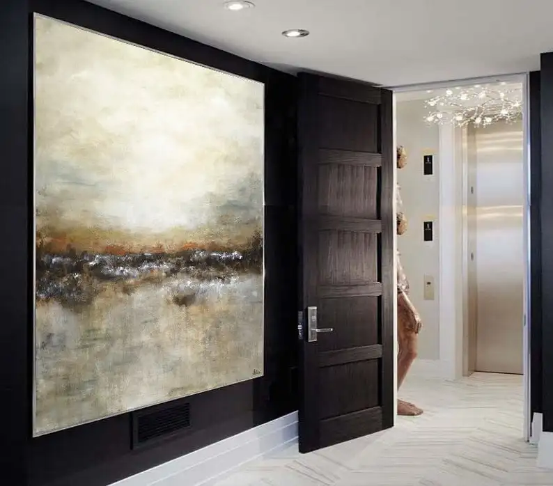 Beste Grote Kunst Verticale Landschap Schilderij Moderne Abstracte Wall Art Bruin Tan Kunstwerk Olieverfschilderij Grote Kunst Kunst Art
