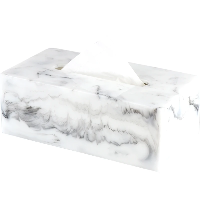 

Nordic Creative Marble Resin Tissue Box Living Room Coffee Table Napkin Tray Modern Hotel Paper Towel Storage Box Home Decoratio