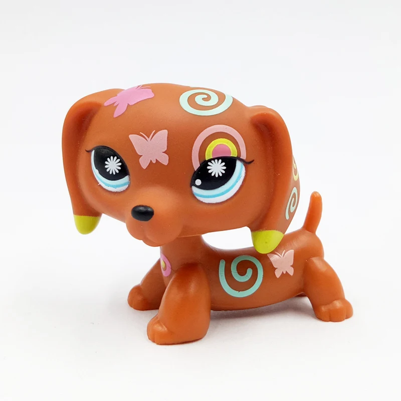 Милая кошка LPS маленькие животные игрушки #1010 коричневая такса Бабочка тату