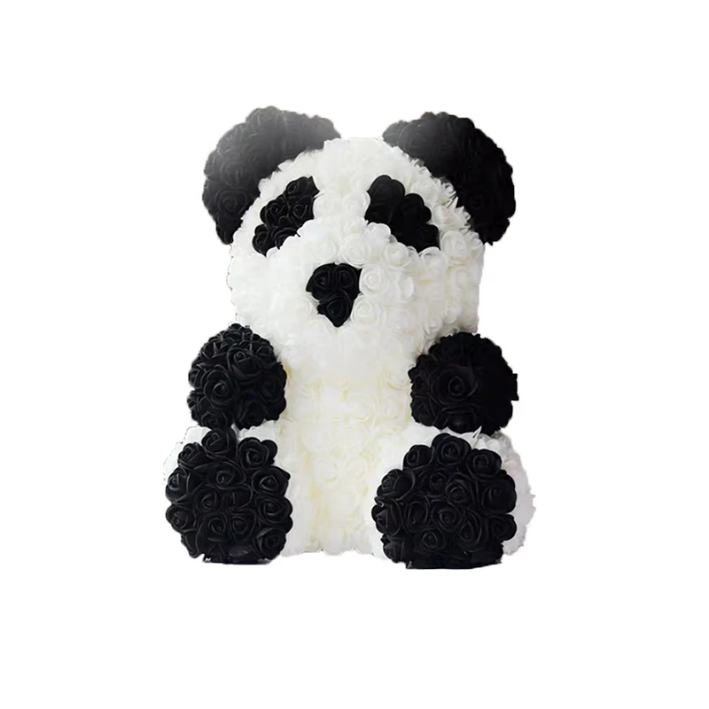 Panda Мультфильм 25 см красная роза медведь Искусственные из ПЭ цветы плюшевый медведь Валентина Дети подарки на день рождения на Рождество Домашний декор дропшиппинг - Цвет: Panda