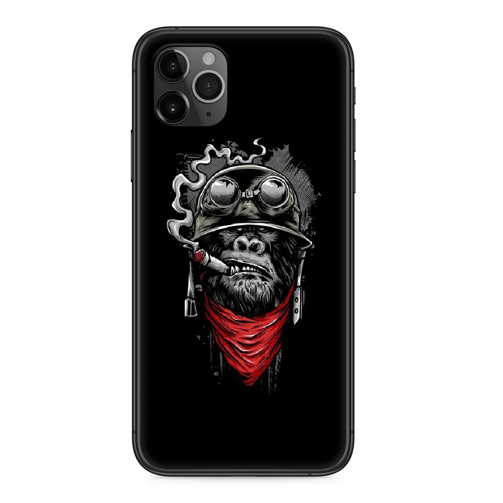 Чехол для телефона Smoking monkey orangutan iphone 4 4s 5 5S SE 5C 6 6S 7 8 plus X XS XR 11 PRO MAX 2020 black hoesjes tpu funda art
