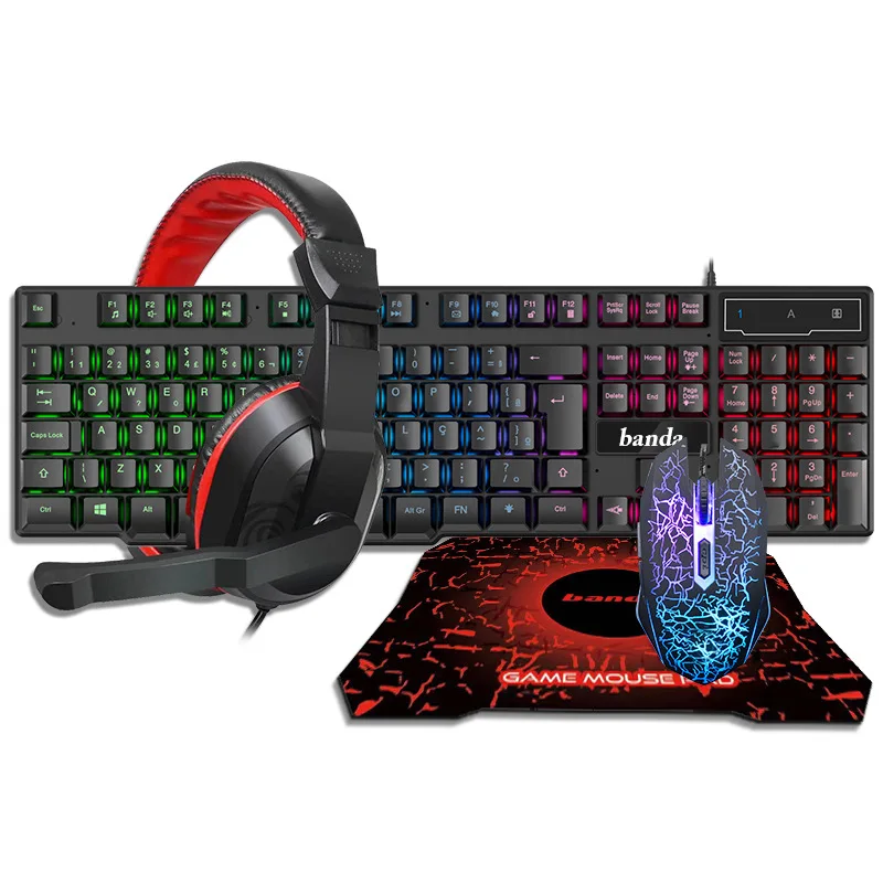 

POWKIDDY GT700 USB Mechanical Feel Wired Esports Game Set RGB Color Light Business Computer Holding Keyboard And Mouse.